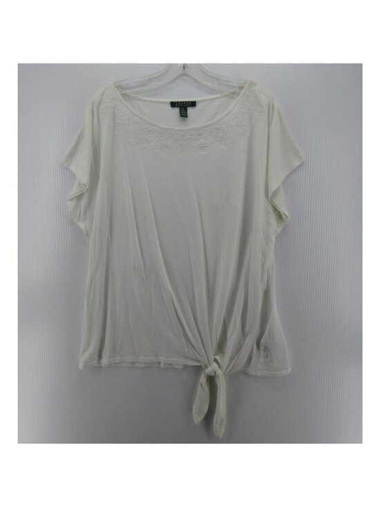 Lauren Ralph Lauren Tops - Lauren Ralph Lauren Top XL Blouse Front Tie  Embroidered Pullover *